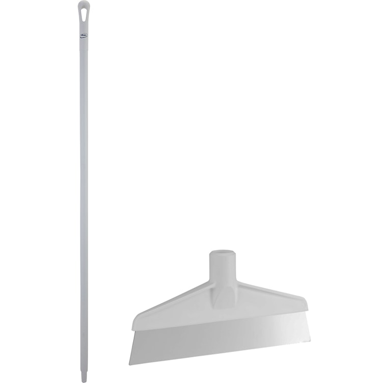 White Polypropylene Vikan® Table & Floor Scraper with Stainless Steel Blade & 66.9" White Ultra Hygienic Handle