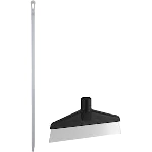 Black Polypropylene Vikan® Table & Floor Scraper with Stainless Steel Blade & 66.9" White Ultra Hygienic Handle