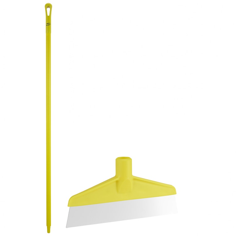 Yellow Polypropylene Vikan® Table & Floor Scraper with Stainless Steel Blade & 66.9" Yellow Ultra Hygienic Handle