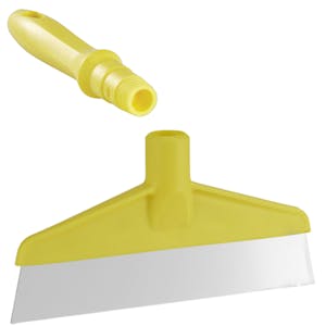 Yellow Polypropylene Vikan® Table & Floor Scraper with Stainless Steel Blade & 6.3" Yellow Mini Handle
