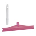 15.7" Pink Polypropylene Vikan® Ultra Hygiene Squeegee with Single TPE Rubber Blade & 6.3" White Mini Handle
