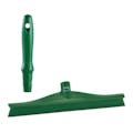 15.7" Green Polypropylene Vikan® Ultra Hygiene Squeegee with Single TPE Rubber Blade & 6.3" Green Mini Handle