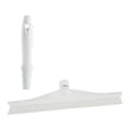 15.7" White Polypropylene Vikan® Ultra Hygiene Squeegee with Single TPE Rubber Blade & 6.3" White Mini Handle