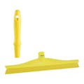 15.7" Yellow Polypropylene Vikan® Ultra Hygiene Squeegee with Single TPE Rubber Blade & 6.3" Yellow Mini Handle