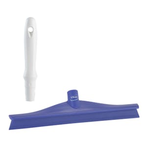 15.7" Purple Polypropylene Vikan® Ultra Hygiene Squeegee with Single TPE Rubber Blade & 6.3" White Mini Handle