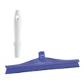 15.7" Purple Polypropylene Vikan® Ultra Hygiene Squeegee with Single TPE Rubber Blade & 6.3" White Mini Handle