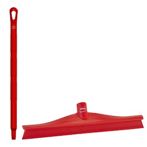 15.7" Red Polypropylene Vikan® Ultra Hygiene Squeegee with Single TPE Rubber Blade & 25.6" Red Ultra Hygienic Handle