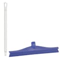 15.7" Purple Polypropylene Vikan® Ultra Hygiene Squeegee with Single TPE Rubber Blade & 25.6" White Ultra Hygienic Handle