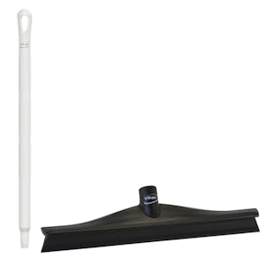 15.7" Black Polypropylene Vikan® Ultra Hygiene Squeegee with Single TPE Rubber Blade & 25.6" White Ultra Hygienic Handle