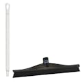 15.7" Black Polypropylene Vikan® Ultra Hygiene Squeegee with Single TPE Rubber Blade & 25.6" White Ultra Hygienic Handle