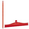 15.7" Red Polypropylene Vikan® Ultra Hygiene Squeegee with Single TPE Rubber Blade & 39.4" Red Ultra Hygienic Handle