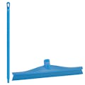 15.7" Blue Polypropylene Vikan® Ultra Hygiene Squeegee with Single TPE Rubber Blade & 39.4" Blue Ultra Hygienic Handle