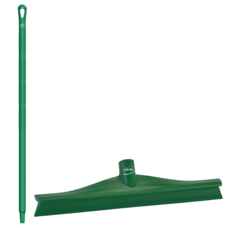 15.7" Green Polypropylene Vikan® Ultra Hygiene Squeegee with Single TPE Rubber Blade & 39.4" Green Ultra Hygienic Handle