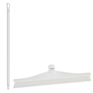 15.7" White Polypropylene Vikan® Ultra Hygiene Squeegee with Single TPE Rubber Blade & 39.4" White Ultra Hygienic Handle