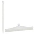 15.7" White Polypropylene Vikan® Ultra Hygiene Squeegee with Single TPE Rubber Blade & 39.4" White Ultra Hygienic Handle