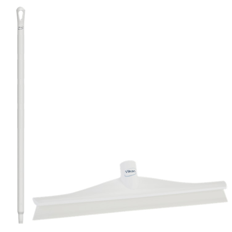 15.7" White Polypropylene Vikan® Ultra Hygiene Squeegee with Single TPE Rubber Blade & 39.4" White Ultra Hygienic Handle