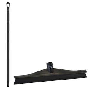 15.7" Black Polypropylene Vikan® Ultra Hygiene Squeegee with Single TPE Rubber Blade & 39.4" Black Ultra Hygienic Handle