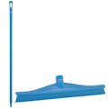 15.7" Blue Polypropylene Vikan® Ultra Hygiene Squeegee with Single TPE Rubber Blade & 51.2" Blue Ultra Hygienic Handle