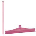 15.7" Pink Polypropylene Vikan® Ultra Hygiene Squeegee with Single TPE Rubber Blade & 51.2" Pink Ultra Hygienic Handle