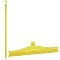 15.7" Yellow Polypropylene Vikan® Ultra Hygiene Squeegee with Single TPE Rubber Blade & 51.2" Yellow Ultra Hygienic Handle