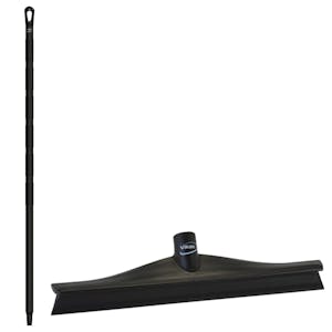 15.7" Black Polypropylene Vikan® Ultra Hygiene Squeegee with Single TPE Rubber Blade & 51.2" Black Ultra Hygienic Handle