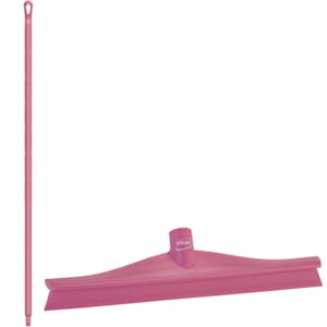 15.7" Pink Polypropylene Vikan® Ultra Hygiene Squeegee with Single TPE Rubber Blade & 59.1" Pink Ultra Hygienic Handle