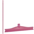 15.7" Pink Polypropylene Vikan® Ultra Hygiene Squeegee with Single TPE Rubber Blade & 59.1" Pink Ultra Hygienic Handle