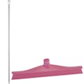 15.7" Pink Polypropylene Vikan® Ultra Hygiene Squeegee with Single TPE Rubber Blade & 66.9" White Ultra Hygienic Handle