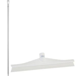 15.7" White Polypropylene Vikan® Ultra Hygiene Squeegee with Single TPE Rubber Blade & 66.9" White Ultra Hygienic Handle