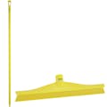 15.7" Yellow Polypropylene Vikan® Ultra Hygiene Squeegee with Single TPE Rubber Blade & 66.9" Yellow Ultra Hygienic Handle