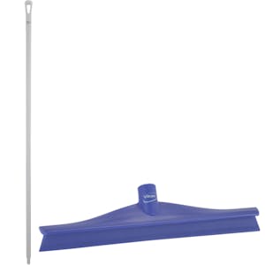 15.7" Purple Polypropylene Vikan® Ultra Hygiene Squeegee with Single TPE Rubber Blade & 66.9" White Ultra Hygienic Handle