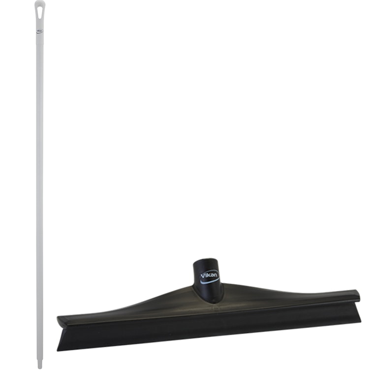 15.7" Black Polypropylene Vikan® Ultra Hygiene Squeegee with Single TPE Rubber Blade & 66.9" White Ultra Hygienic Handle
