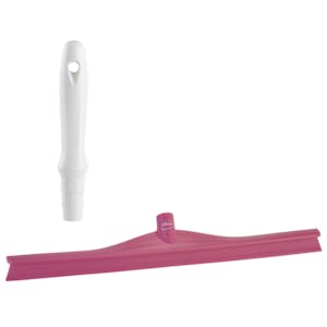 23.6" Pink Polypropylene Vikan® Ultra Hygiene Squeegee with Single TPE Rubber Blade & 6.3" White Mini Handle