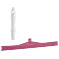 23.6" Pink Polypropylene Vikan® Ultra Hygiene Squeegee with Single TPE Rubber Blade & 6.3" White Mini Handle
