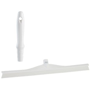 23.6" White Polypropylene Vikan® Ultra Hygiene Squeegee with Single TPE Rubber Blade & 6.3" White Mini Handle