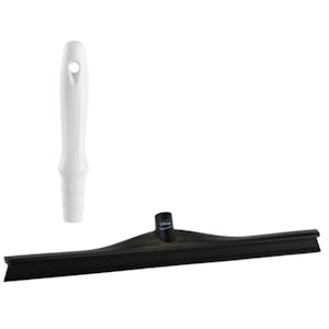 23.6" Black Polypropylene Vikan® Ultra Hygiene Squeegee with Single TPE Rubber Blade & 6.3" White Mini Handle