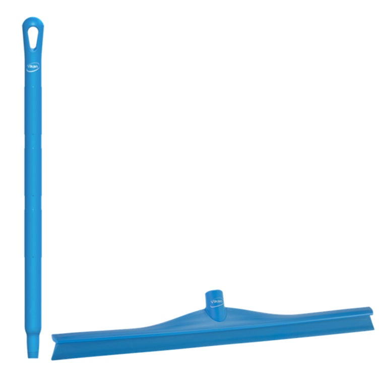 23.6" Blue Polypropylene Vikan® Ultra Hygiene Squeegee with Single TPE Rubber Blade & 25.6" Blue Ultra Hygienic Handle