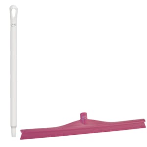 23.6" Pink Polypropylene Vikan® Ultra Hygiene Squeegee with Single TPE Rubber Blade & 25.6" White Ultra Hygienic Handle