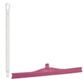 23.6" Pink Polypropylene Vikan® Ultra Hygiene Squeegee with Single TPE Rubber Blade & 25.6" White Ultra Hygienic Handle