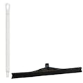 23.6" Black Polypropylene Vikan® Ultra Hygiene Squeegee with Single TPE Rubber Blade & 25.6" White Ultra Hygienic Handle