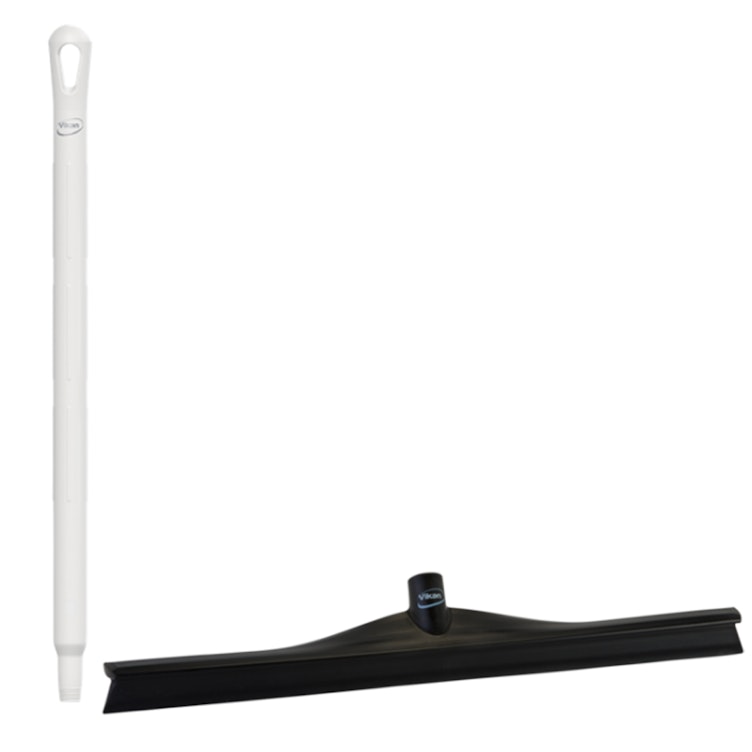 23.6" Black Polypropylene Vikan® Ultra Hygiene Squeegee with Single TPE Rubber Blade & 25.6" White Ultra Hygienic Handle