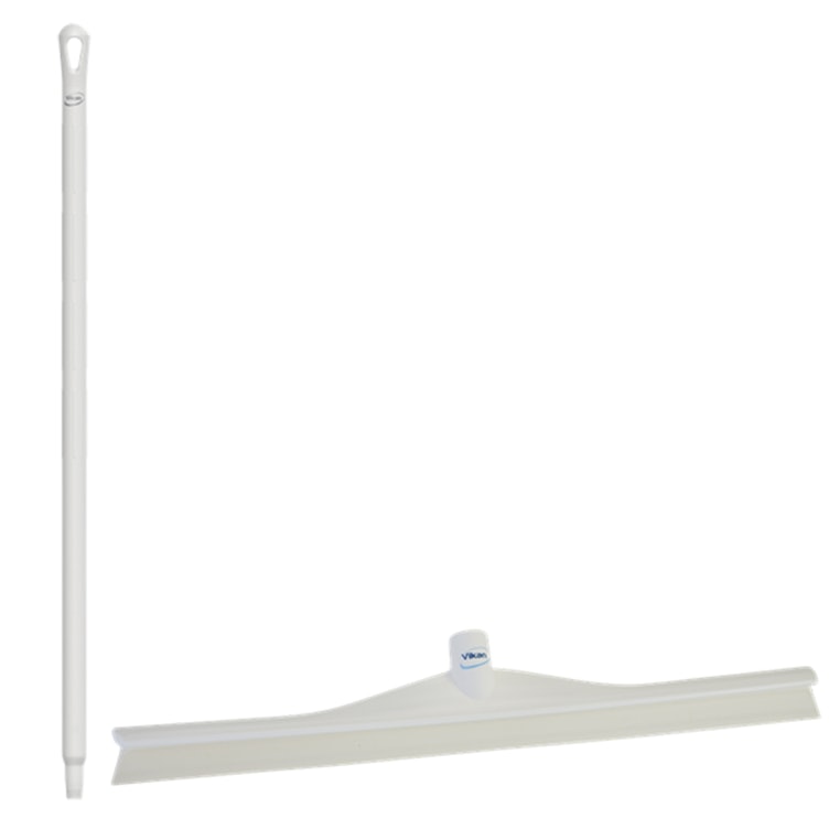 23.6" White Polypropylene Vikan® Ultra Hygiene Squeegee with Single TPE Rubber Blade & 39.4" White Ultra Hygienic Handle