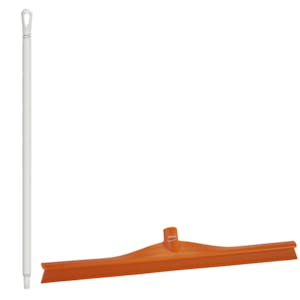 23.6" Orange Polypropylene Vikan® Ultra Hygiene Squeegee with Single TPE Rubber Blade & 39.4" White Ultra Hygienic Handle