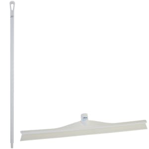 23.6" White Polypropylene Vikan® Ultra Hygiene Squeegee with Single TPE Rubber Blade & 51.2" White Ultra Hygienic Handle