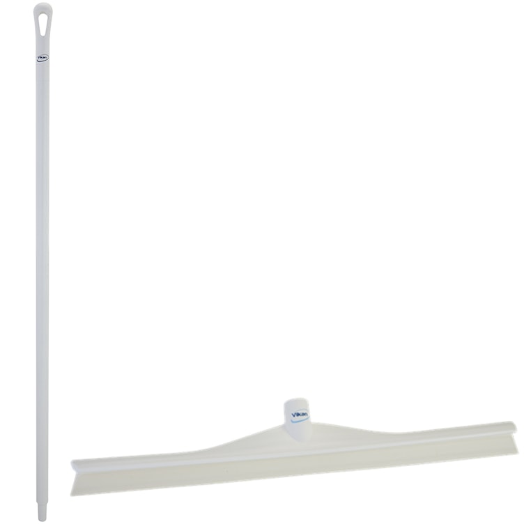 23.6" White Polypropylene Vikan® Ultra Hygiene Squeegee with Single TPE Rubber Blade & 51.2" White Ultra Hygienic Handle