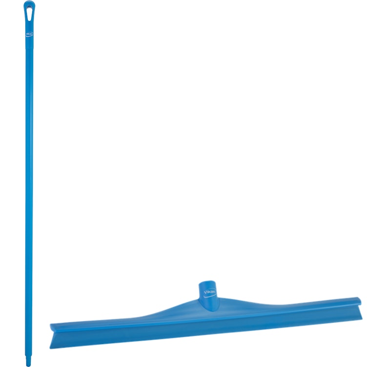 23.6" Blue Polypropylene Vikan® Ultra Hygiene Squeegee with Single TPE Rubber Blade & 59.1" Blue Ultra Hygienic Handle