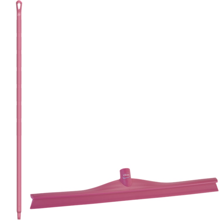 23.6" Pink Polypropylene Vikan® Ultra Hygiene Squeegee with Single TPE Rubber Blade & 59.1" Pink Ultra Hygienic Handle