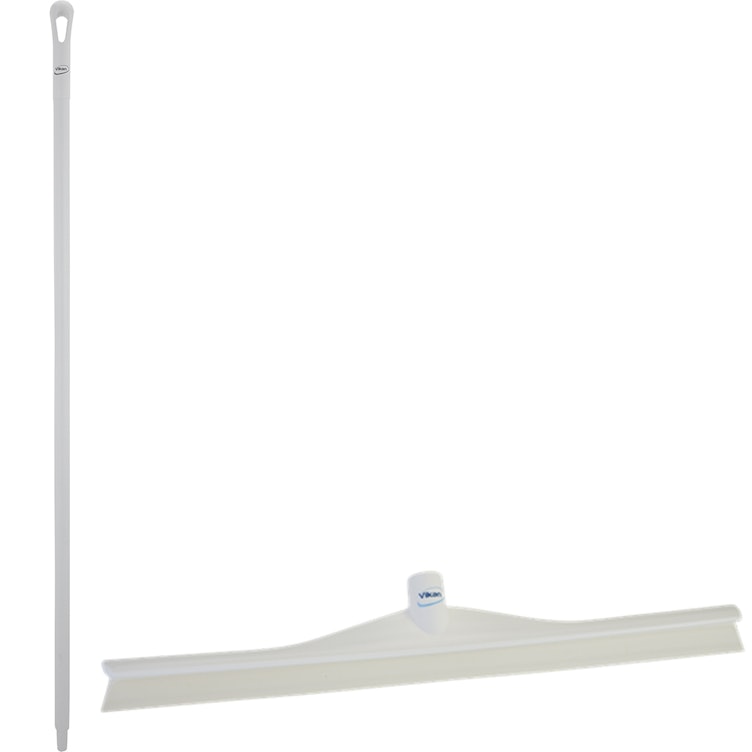 23.6" White Polypropylene Vikan® Ultra Hygiene Squeegee with Single TPE Rubber Blade & 59.1" White Ultra Hygienic Handle