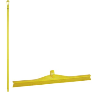 23.6" Yellow Polypropylene Vikan® Ultra Hygiene Squeegee with Single TPE Rubber Blade & 59.1" Yellow Ultra Hygienic Handle