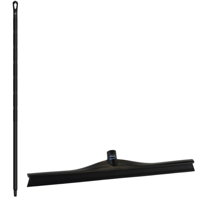 23.6" Black Polypropylene Vikan® Ultra Hygiene Squeegee with Single TPE Rubber Blade & 59.1" Black Ultra Hygienic Handle